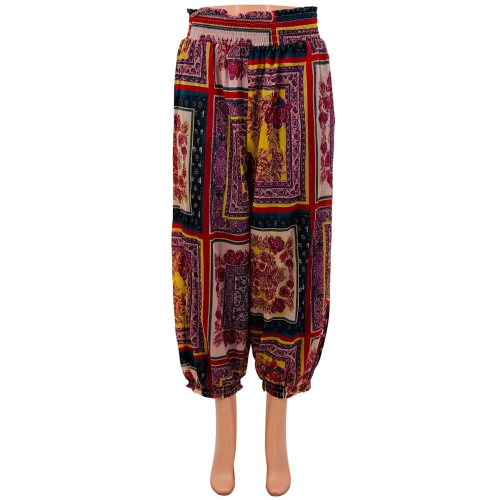 NWT Free People Movement Slouchy Multicolored Tapestry Printed Pants - Picture 2 of 16